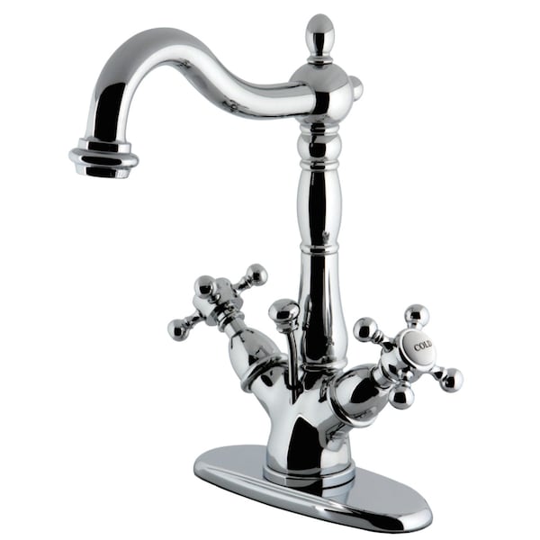 Vintage 2-Handle Bathroom Faucet W/Brass Pop-Up & Cover Plate, Chrome